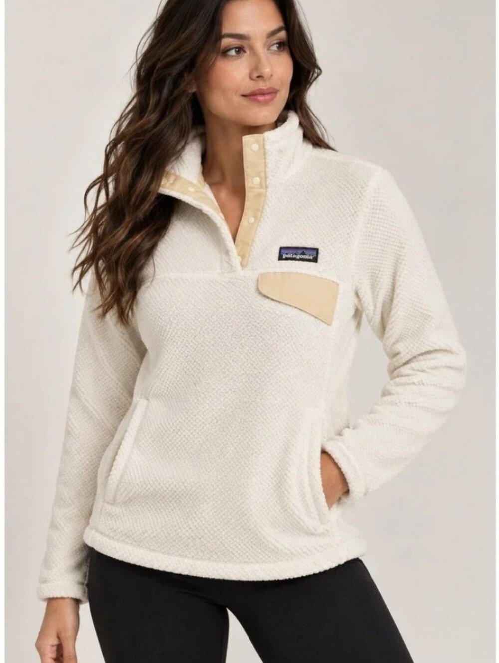 Patagonia Re-Tool Snap T Polartec Fleece Pullover Raw Linen Womens Size M
